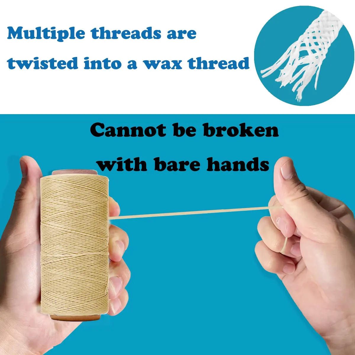 HILELIFE 568 Yards Waxed Thread for Leather Sewing, 150D 0.8mm (Beige) | Strong & Durable Leather Thread - view 5