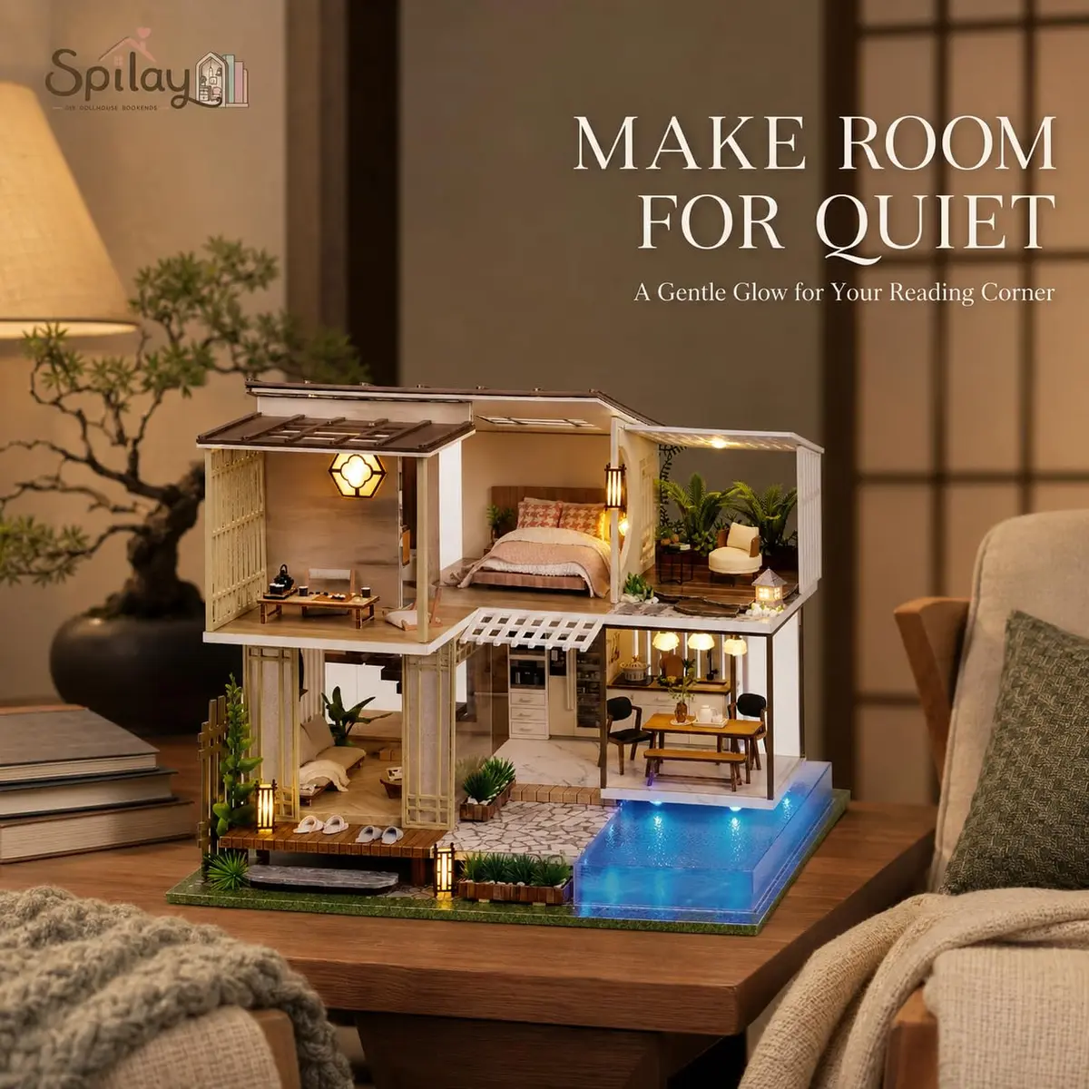 Spilay Miniature Dollhouse Kit for Adults | DIY Craft, Home Decor & Gift (11.41*9.25*9.45 IN) - view 8