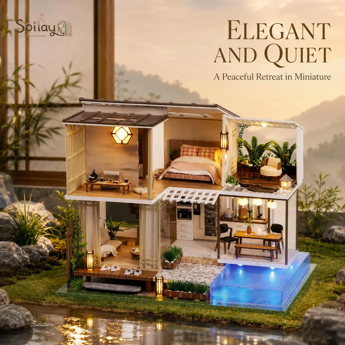 Spilay Miniature Dollhouse Kit for Adults | DIY Craft, Home Decor & Gift (11.41*9.25*9.45 IN) - view 3