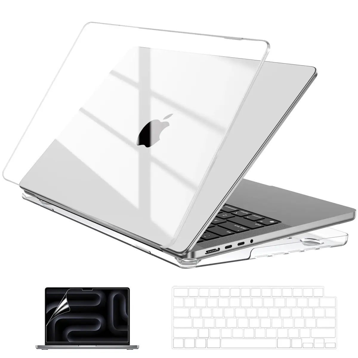 EooCoo Crystal Clear Case for MacBook Pro 14-inch (2021-2026 Models) | Snap-On Polycarbonate Protection - main product image
