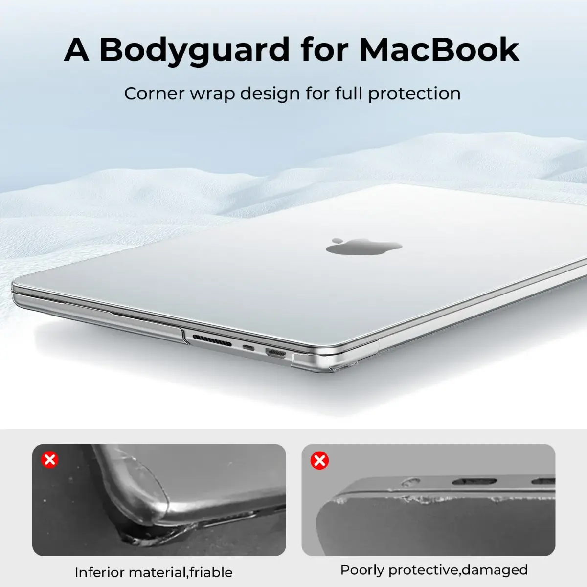 EooCoo Crystal Clear Case for MacBook Pro 14-inch (2021-2026 Models) | Snap-On Polycarbonate Protection - view 2
