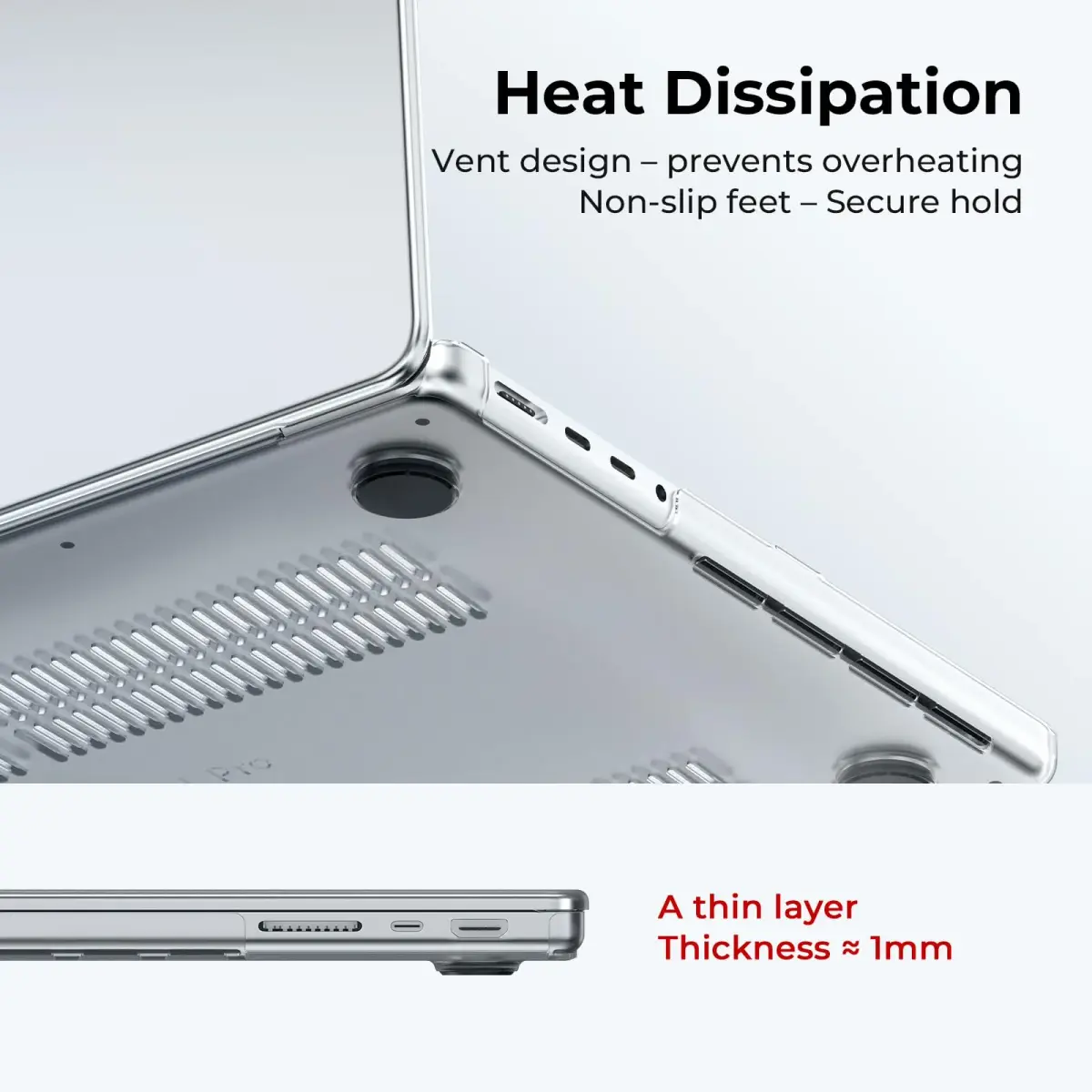 EooCoo Crystal Clear Case for MacBook Pro 14-inch (2021-2026 Models) | Snap-On Polycarbonate Protection - view 4