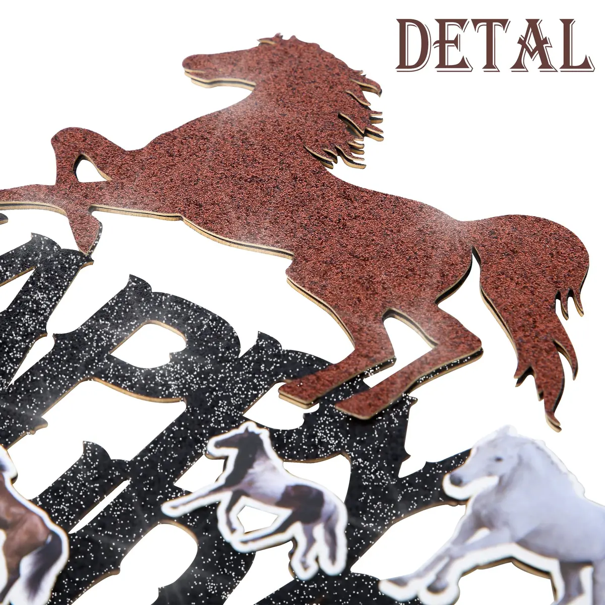 umoni Horse Happy Birthday Cake Topper Horse Racing Party Glitter Cake Decoration 7.8in x 6.1in | Horse Theme Celebration - view 5