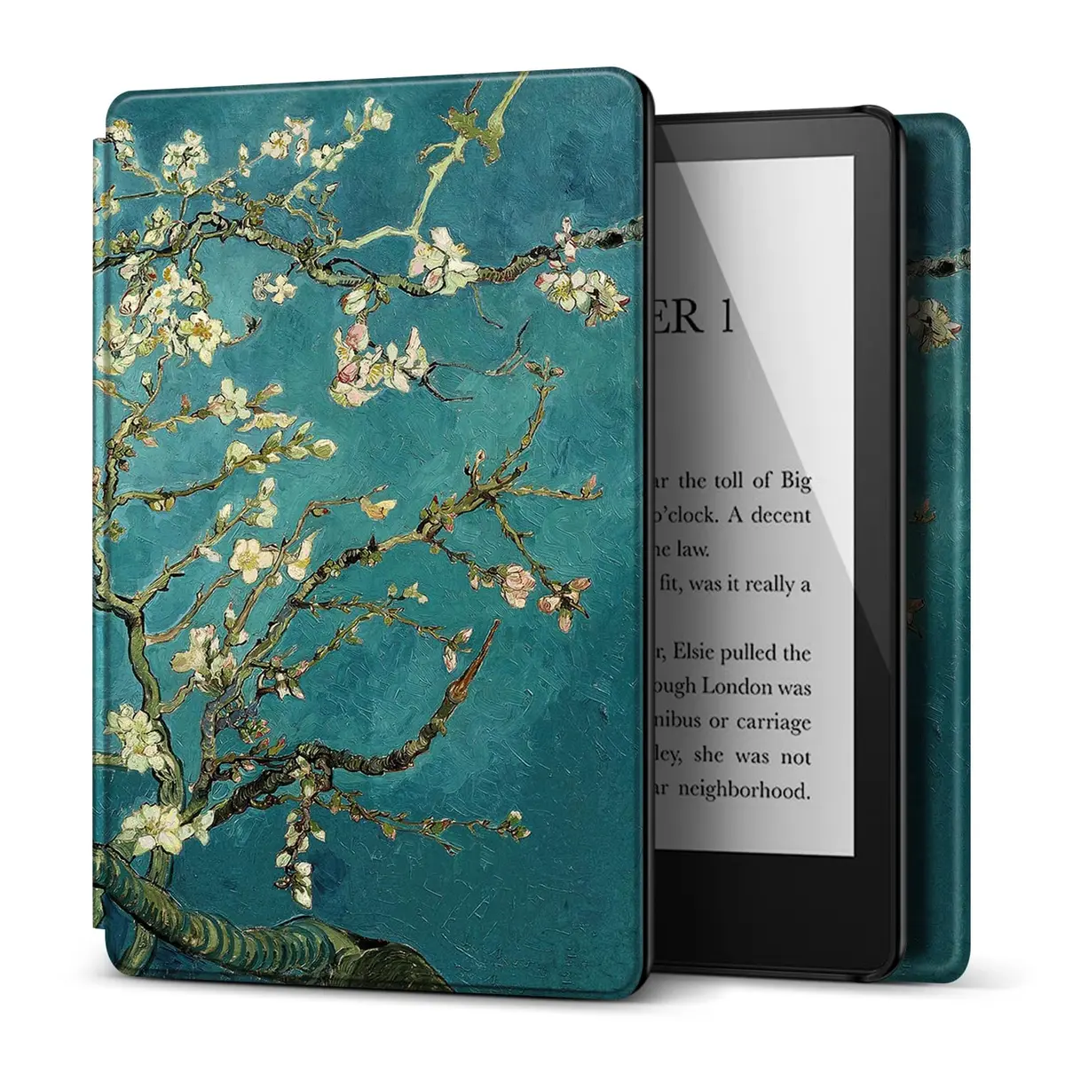 TNP Products Kindle Paperwhite 11th Gen Case, 6.8-Inch PU Leather, Almond Blossom | Smart Auto Sleep Wake Folio - main product image