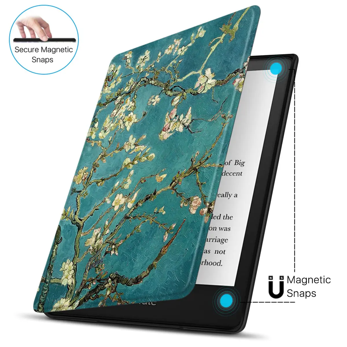 TNP Products Kindle Paperwhite 11th Gen Case, 6.8-Inch PU Leather, Almond Blossom | Smart Auto Sleep Wake Folio - view 5