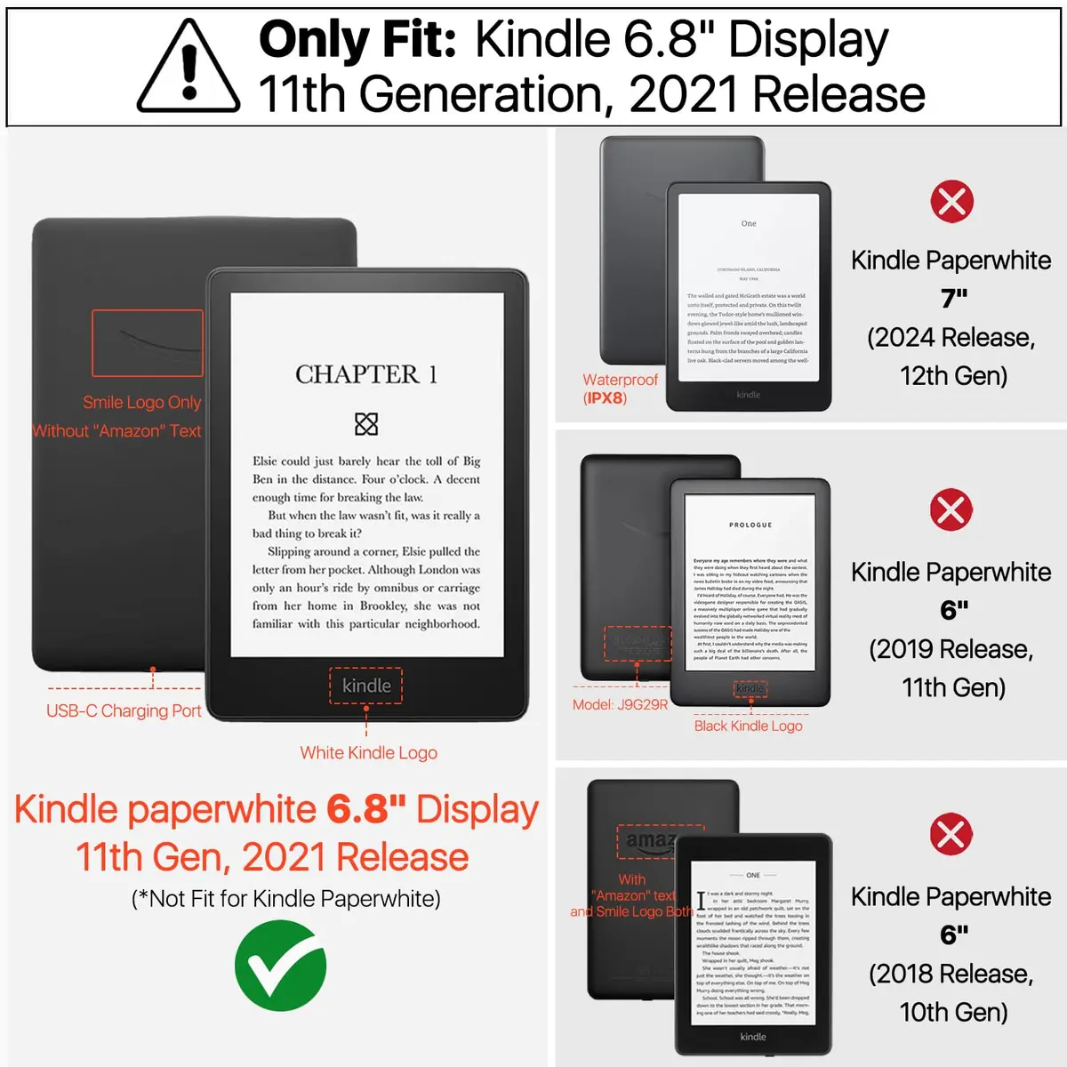 TNP Products Kindle Paperwhite 11th Gen Case, 6.8-Inch PU Leather, Almond Blossom | Smart Auto Sleep Wake Folio - view 2