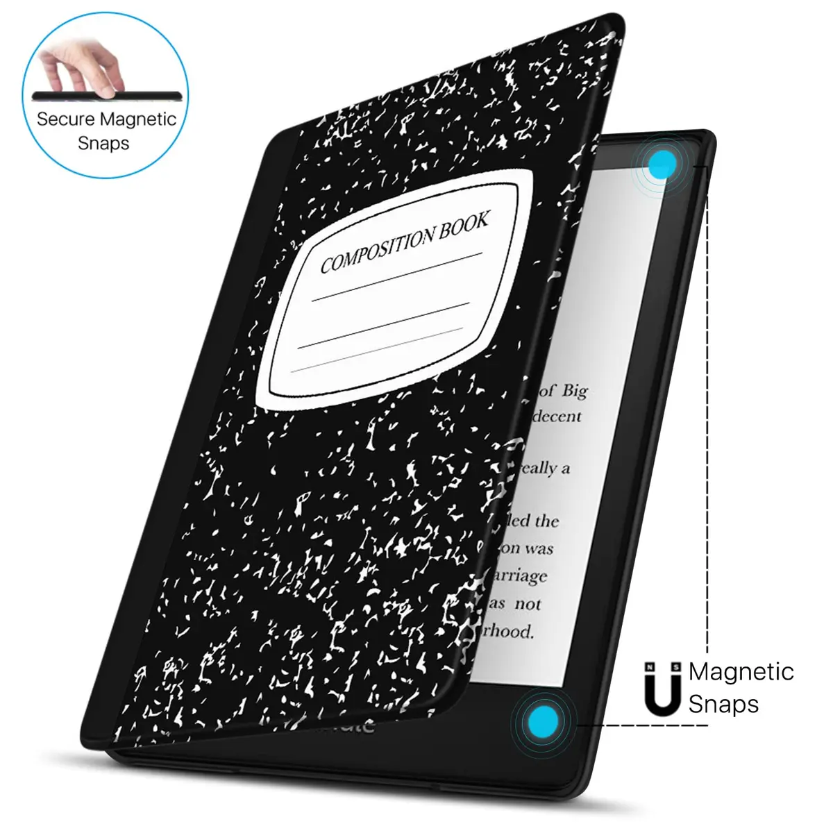 TNP Kindle Paperwhite 11th Gen Case 6.8-Inch PU Leather Composition Book | Auto Sleep Wake Folio - view 5