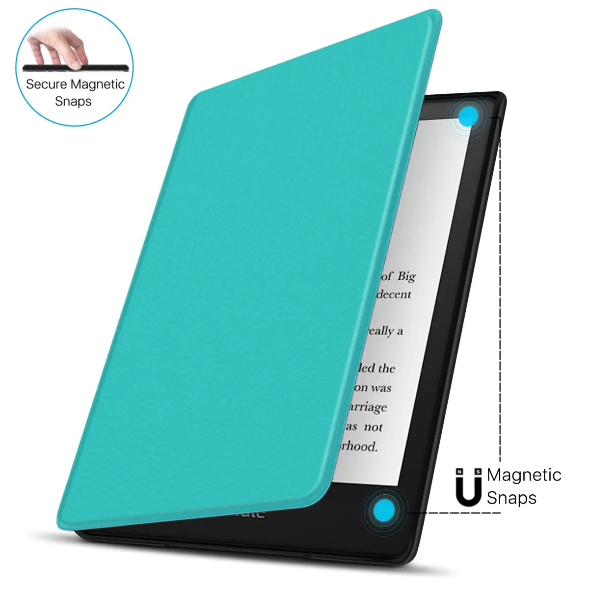 TNP Kindle Paperwhite 11th Gen Case, 6.8-Inch PU Leather, Turquoise Blue | Auto Sleep Wake - view 5