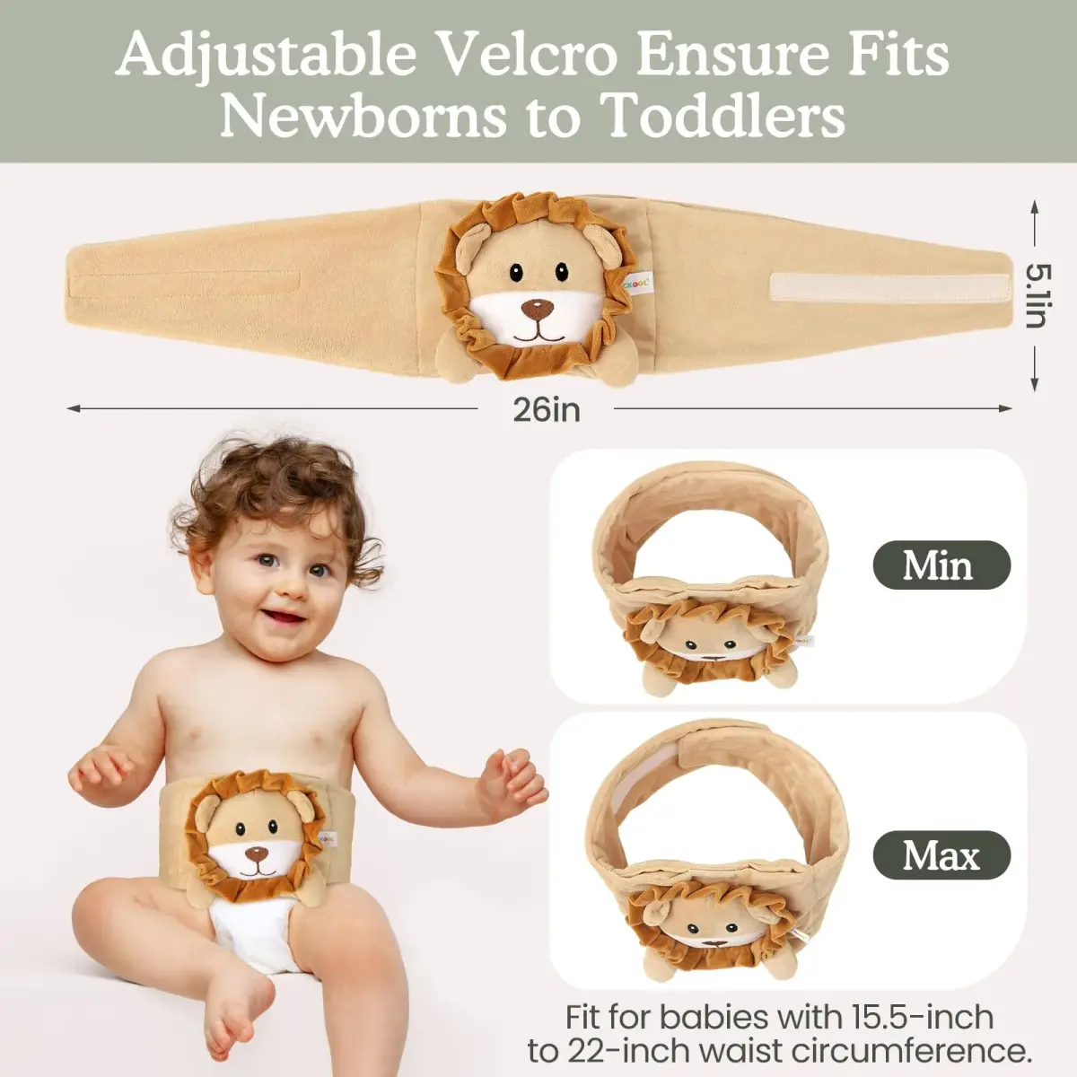 Cuckool Baby Colic & Gas Relief Heated Tummy Wrap (Lion, 15.5-22 Inch Waist) | Soothes Upset Stomach & Bloating - view 5