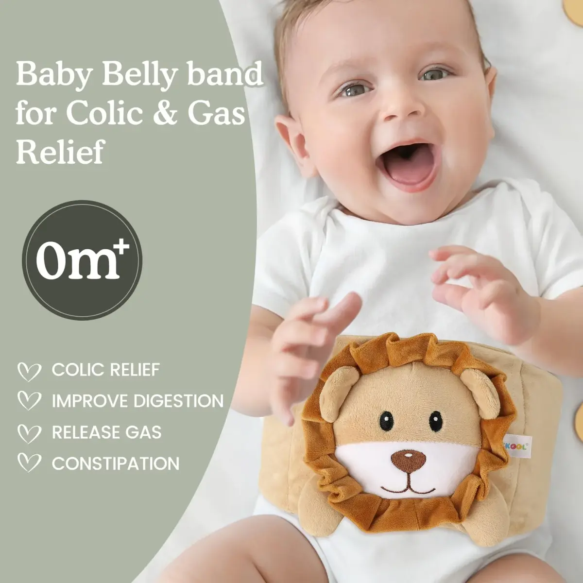 Cuckool Baby Colic & Gas Relief Heated Tummy Wrap (Lion, 15.5-22 Inch Waist) | Soothes Upset Stomach & Bloating - view 2