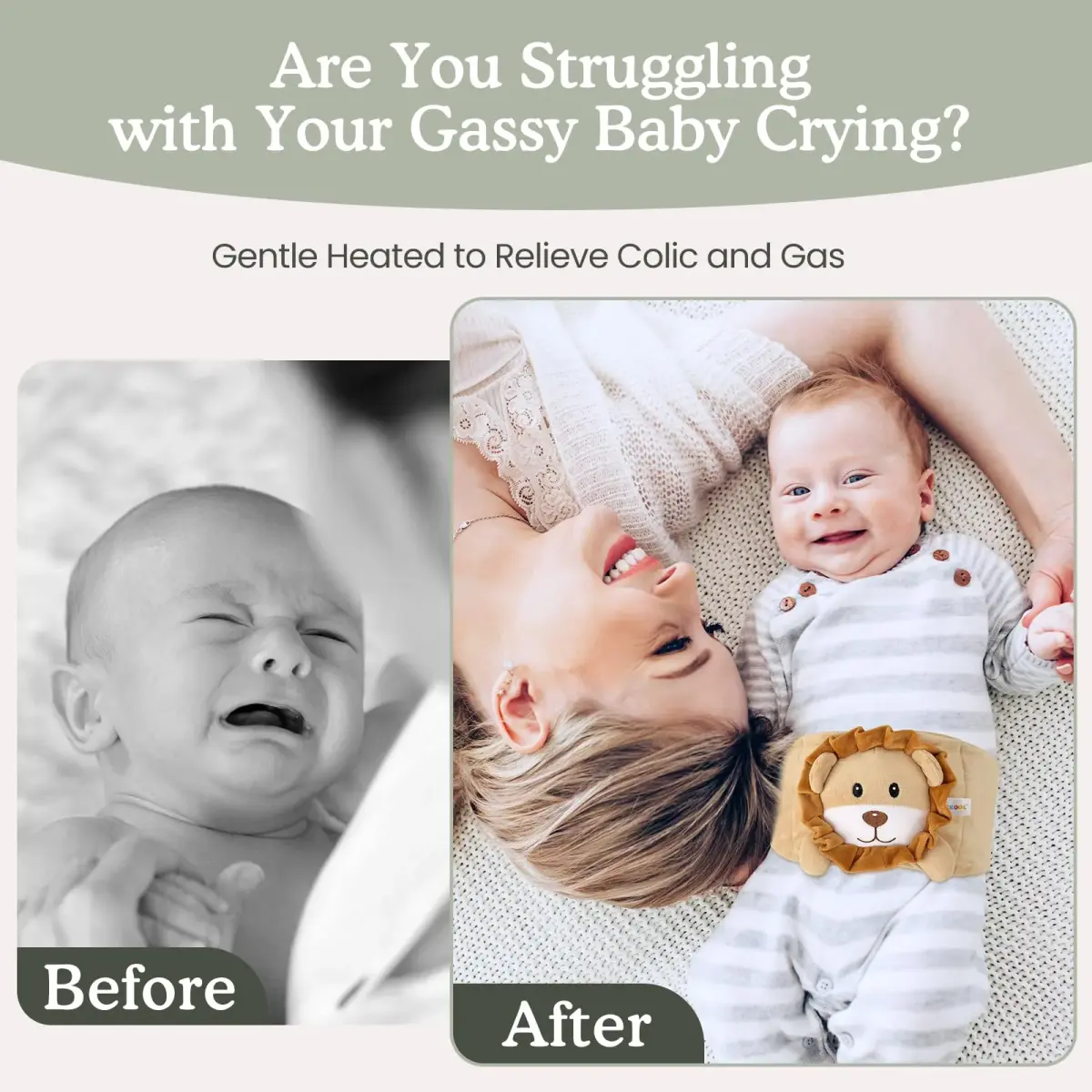 Cuckool Baby Colic & Gas Relief Heated Tummy Wrap (Lion, 15.5-22 Inch Waist) | Soothes Upset Stomach & Bloating - view 4