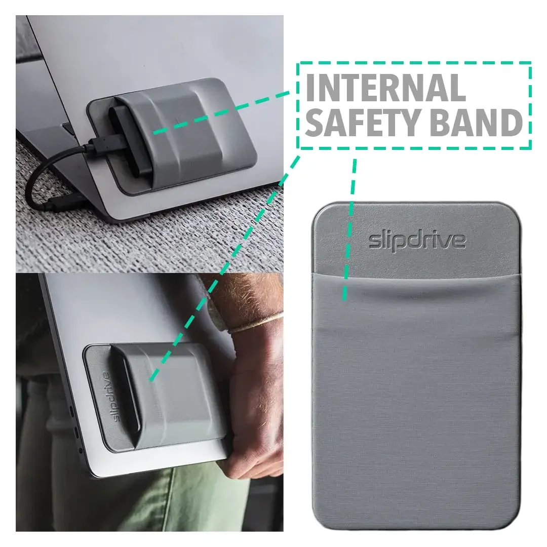 Slipdrive Gray Portable Hard Drive Sleeve for Laptop | 13 cm x 8.1 cm (5" x 3.2") Stick-on Case - view 5