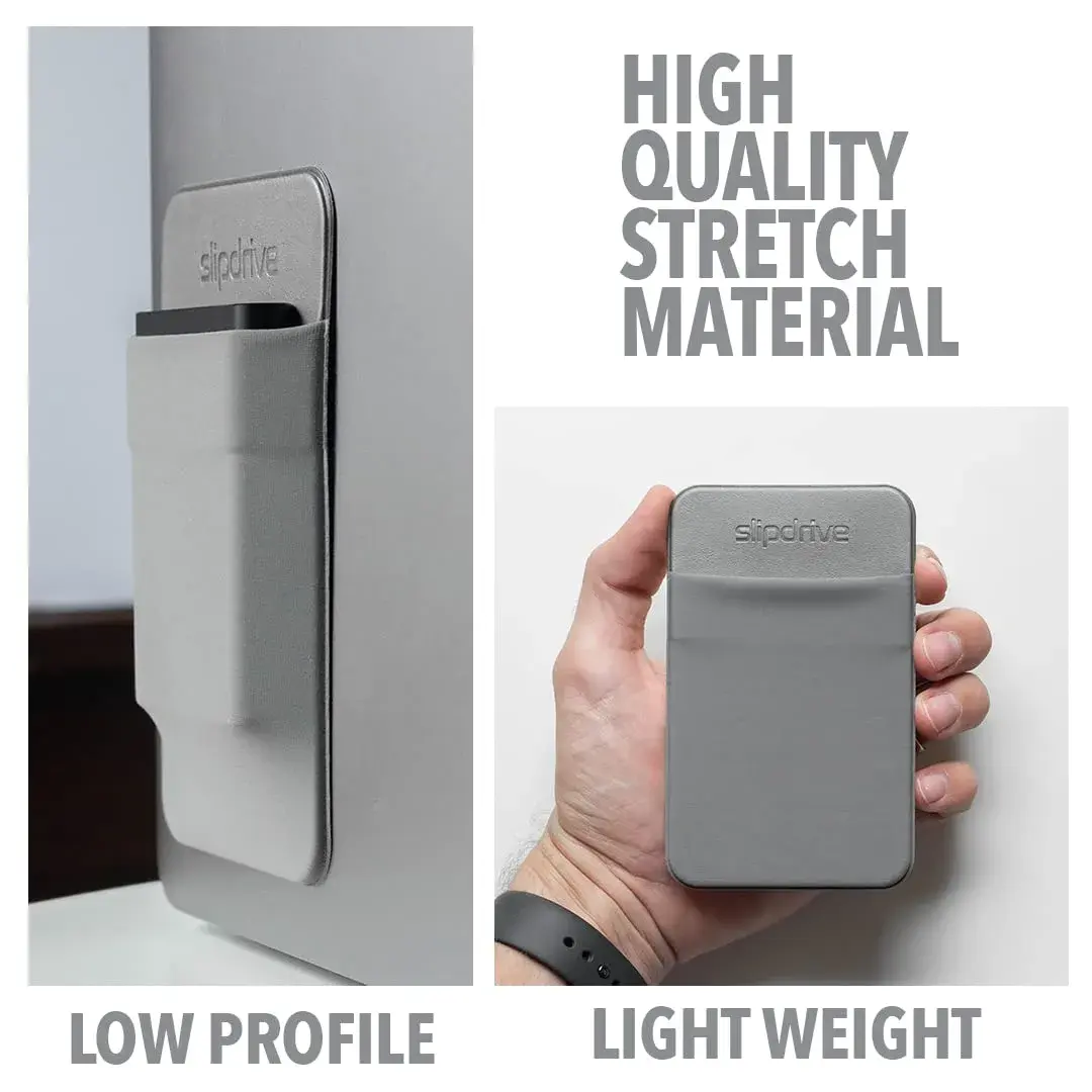 Slipdrive Gray Portable Hard Drive Sleeve for Laptop | 13 cm x 8.1 cm (5" x 3.2") Stick-on Case - view 6