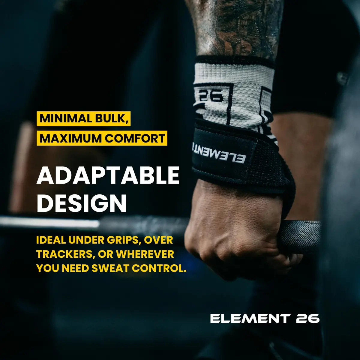 Element 26 Sweat Wicking Wrist Bands (4 Pack) - Sweat Absorbing for Men & Women, Large, Black - view 6
