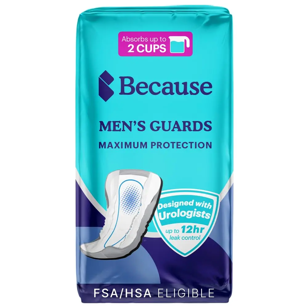 Because Premium Guards for Men - 20 Count Pack | 2 Cups Absorbency, Discreet, Odor Control - main product image