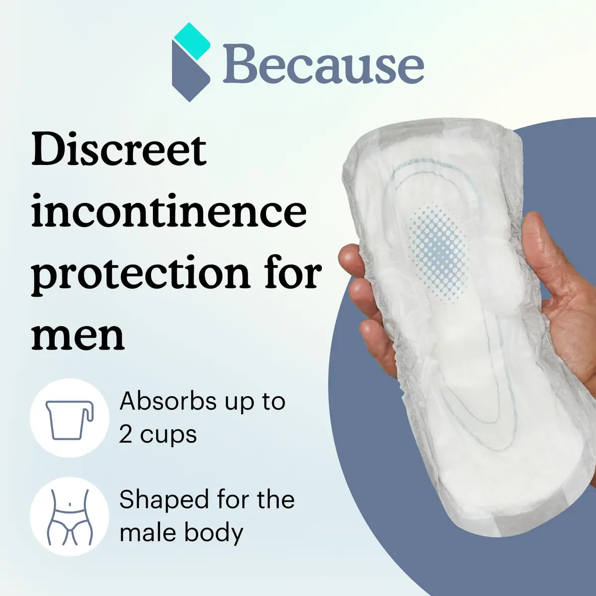 Because Premium Guards for Men - 20 Count Pack | 2 Cups Absorbency, Discreet, Odor Control - view 3