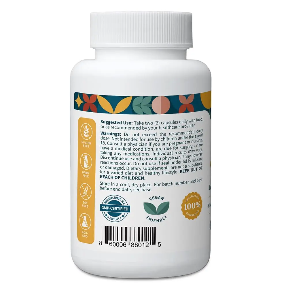 Pattern Wellness Turmeric Curcumin Supplement – 60 Capsules | 1300mg, 95% Curcuminoids, Bioperine for Absorption - view 2