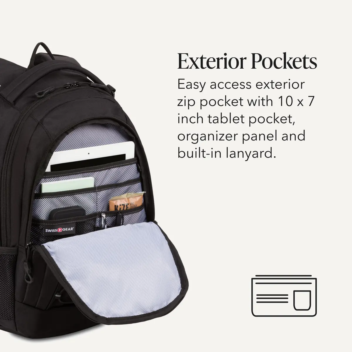 SwissGear Bungee Core Laptop Backpack | Fits Most 13-Inch Laptops, Airflow Back Panel, Reflective Accents, Bungee Cord System, Black, 26L - view 3