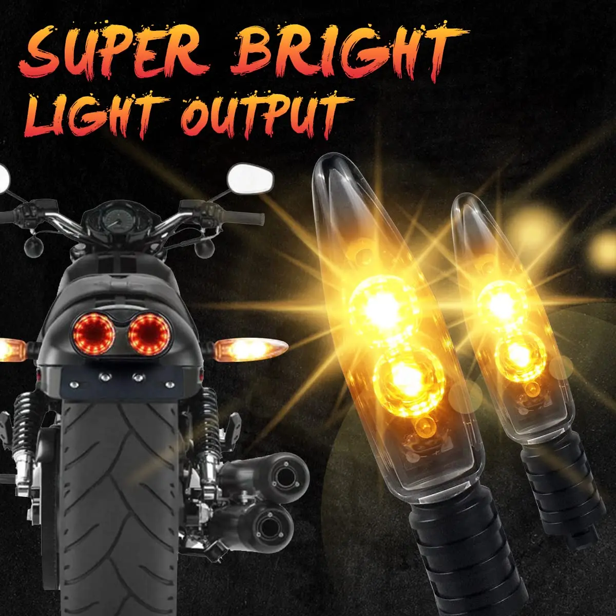 TUINCYN Motorcycle Turn Signal Light Rear LED Blinkers Indicators Compatible With BMW F650GS F700GS F800G F800R F800S F800ST HP2 Sport K1200R K1300R R1200GS R1200R G310GS G310R Amber (2 Pack) | Waterproof, Bright, Easy Install - view 3