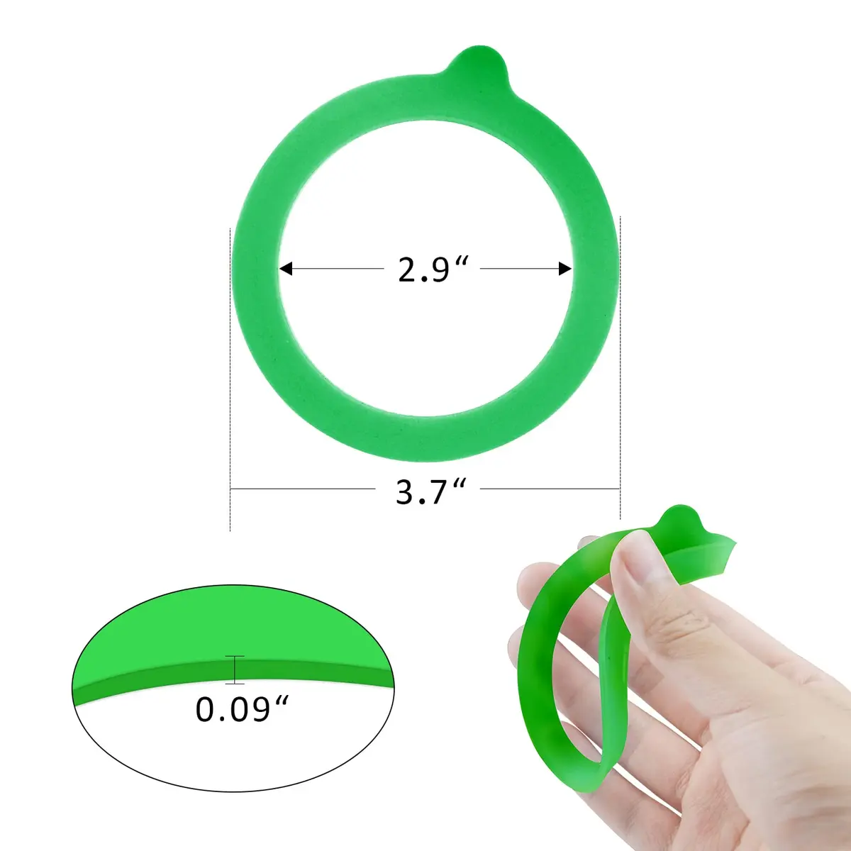 FCENDS Rubber Seals for Glass Jars 12 pcs | Airtight Silicone Gaskets for Mason Jars, Leakproof, Reusable, Fits Most Sizes (Green) - view 2
