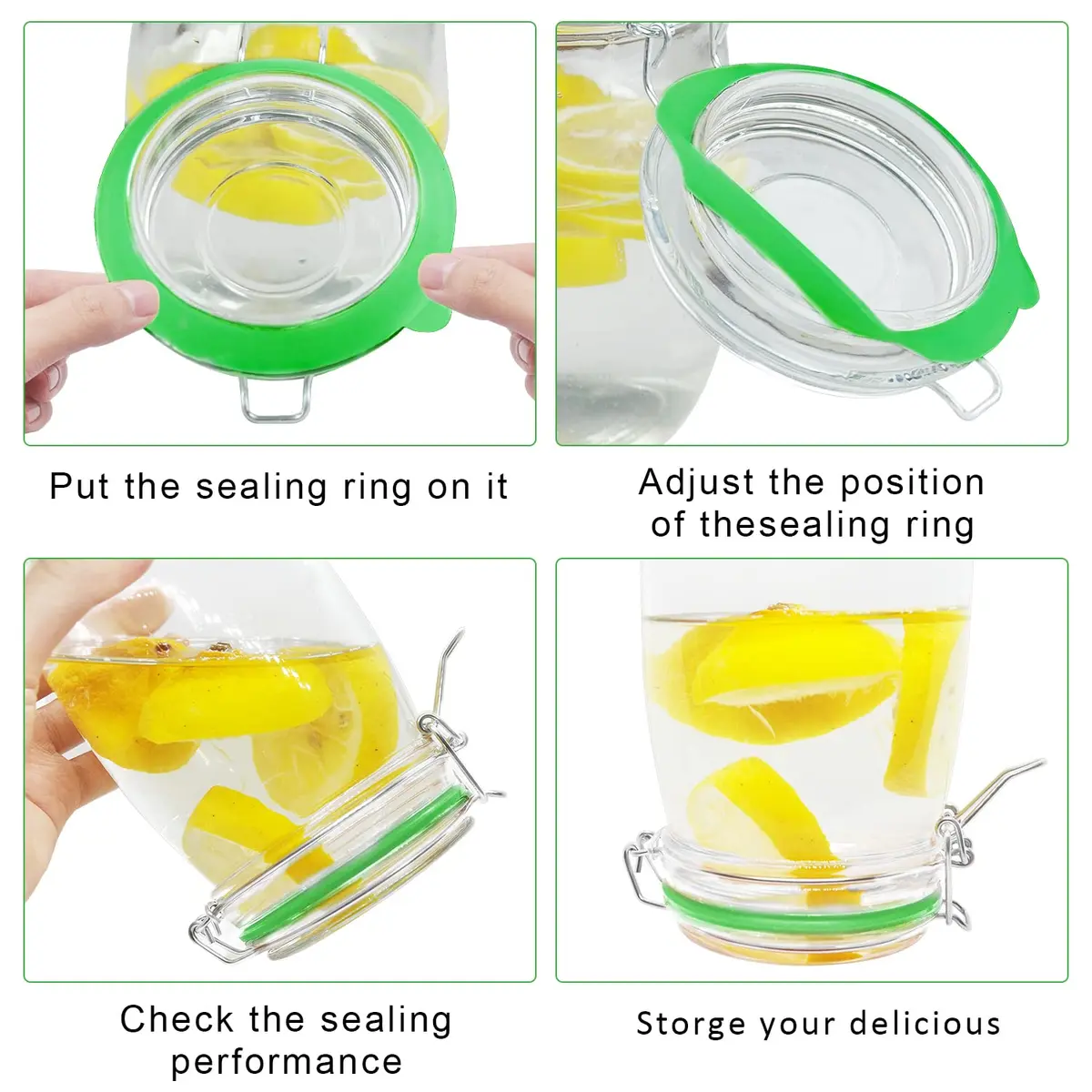 FCENDS Rubber Seals for Glass Jars 12 pcs | Airtight Silicone Gaskets for Mason Jars, Leakproof, Reusable, Fits Most Sizes (Green) - view 4