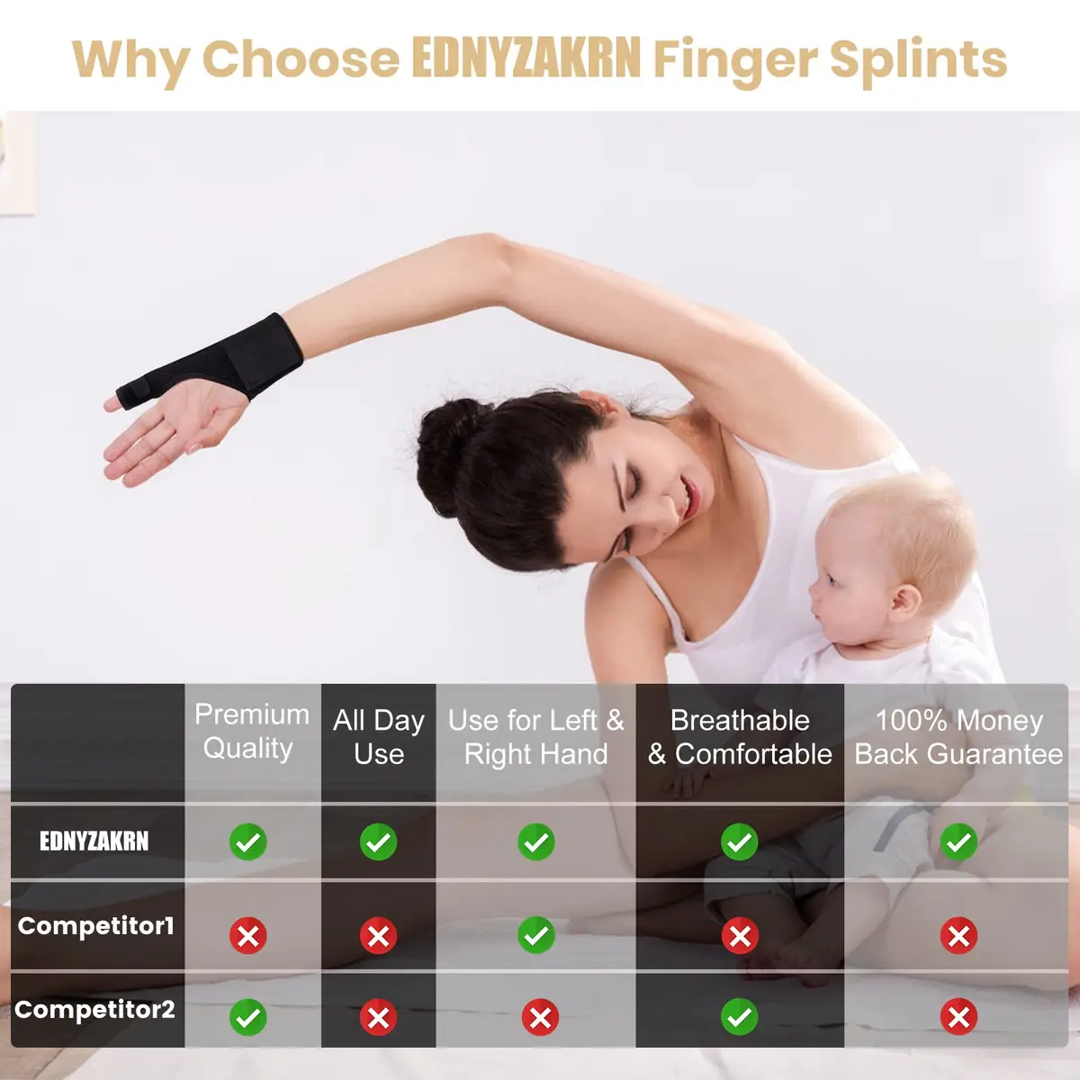 EDNYZAKRN Pinky Finger Splints for Trigger Finger | Adjustable, Breathable, Fits Hands Under 7.5 Inches - view 3