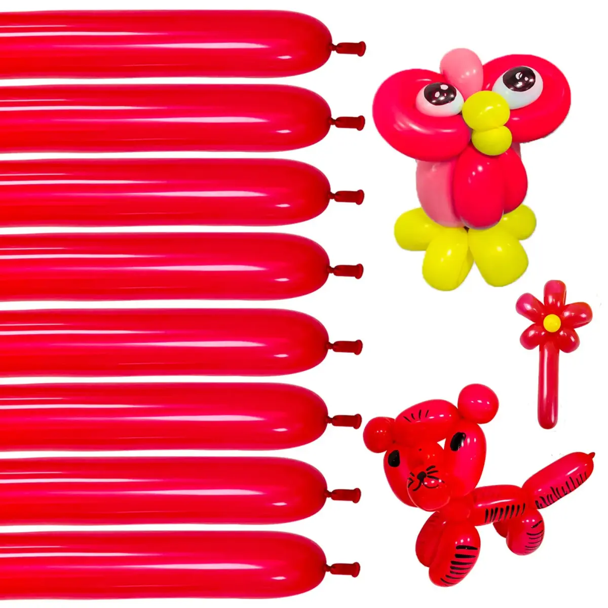KUULBELA Red 260q Latex Twisting Balloons 100 Count | Thickened Latex for Animal Models & Party Decor - main product image