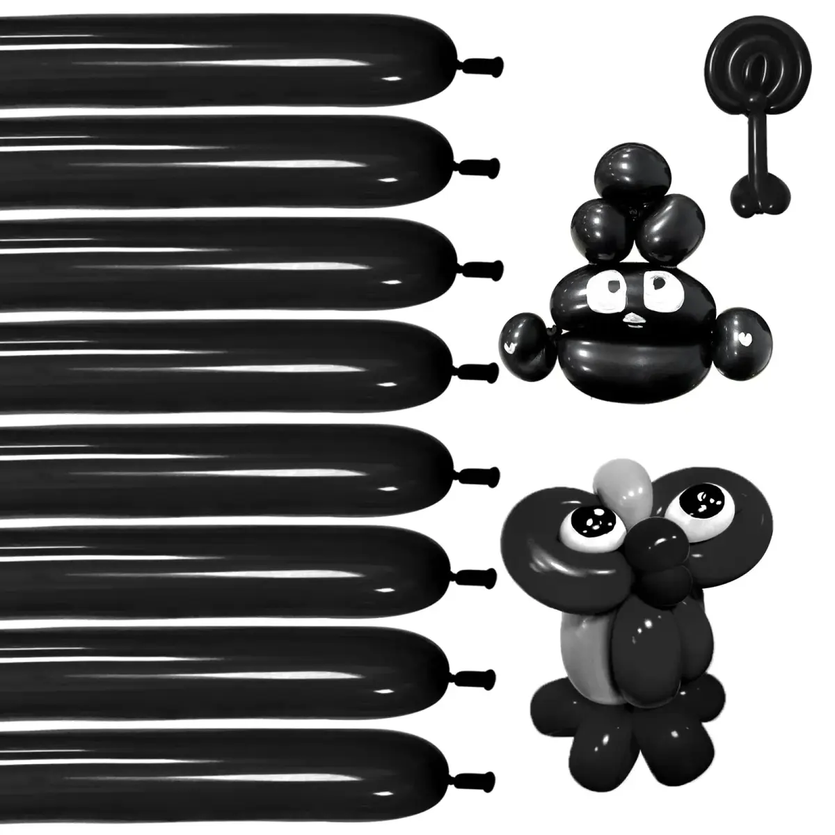 KUULBELA Black 100pcs Long Twisting Balloons | Thick Latex for Animal Models & Party Styling - main product image