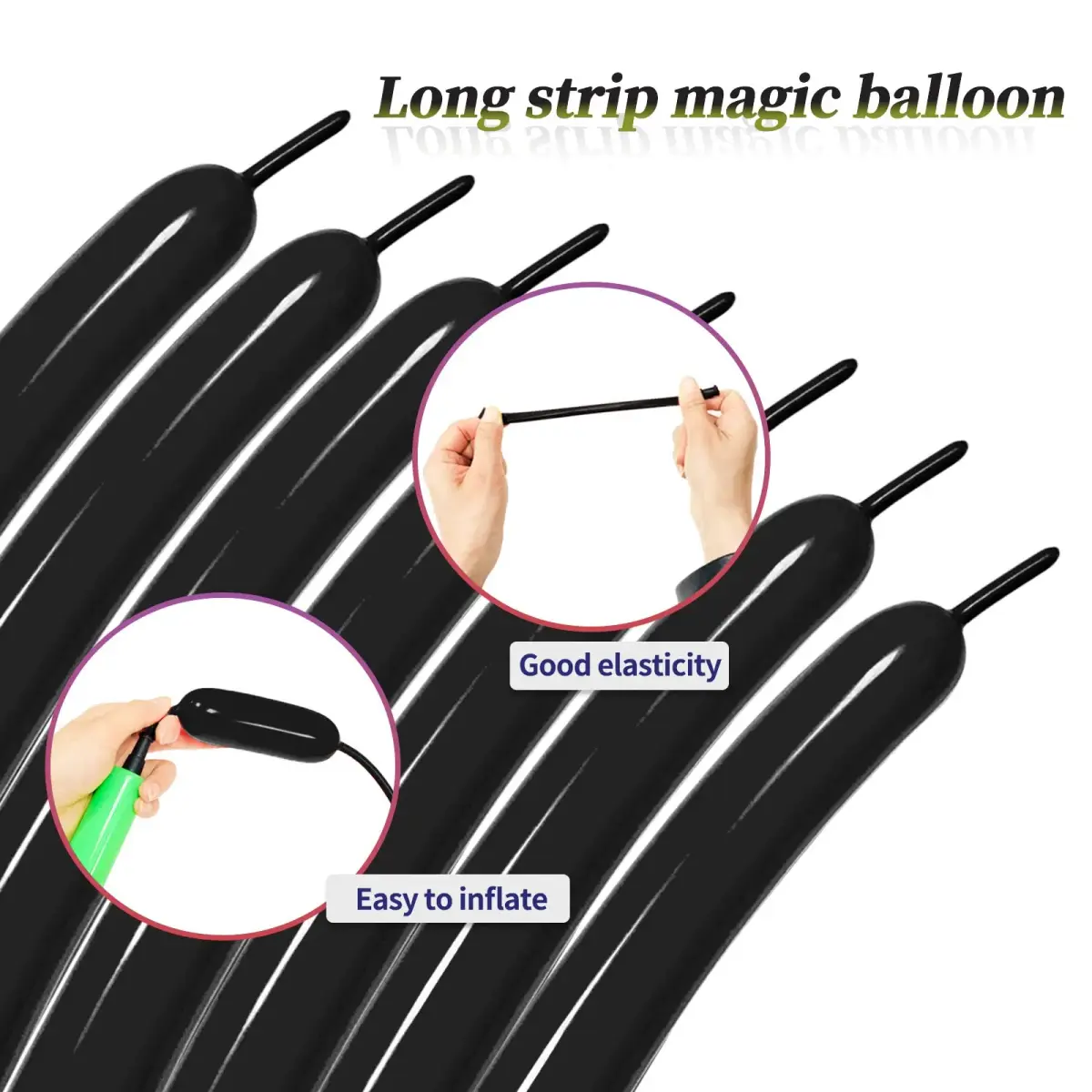 KUULBELA Black 100pcs Long Twisting Balloons | Thick Latex for Animal Models & Party Styling - view 4