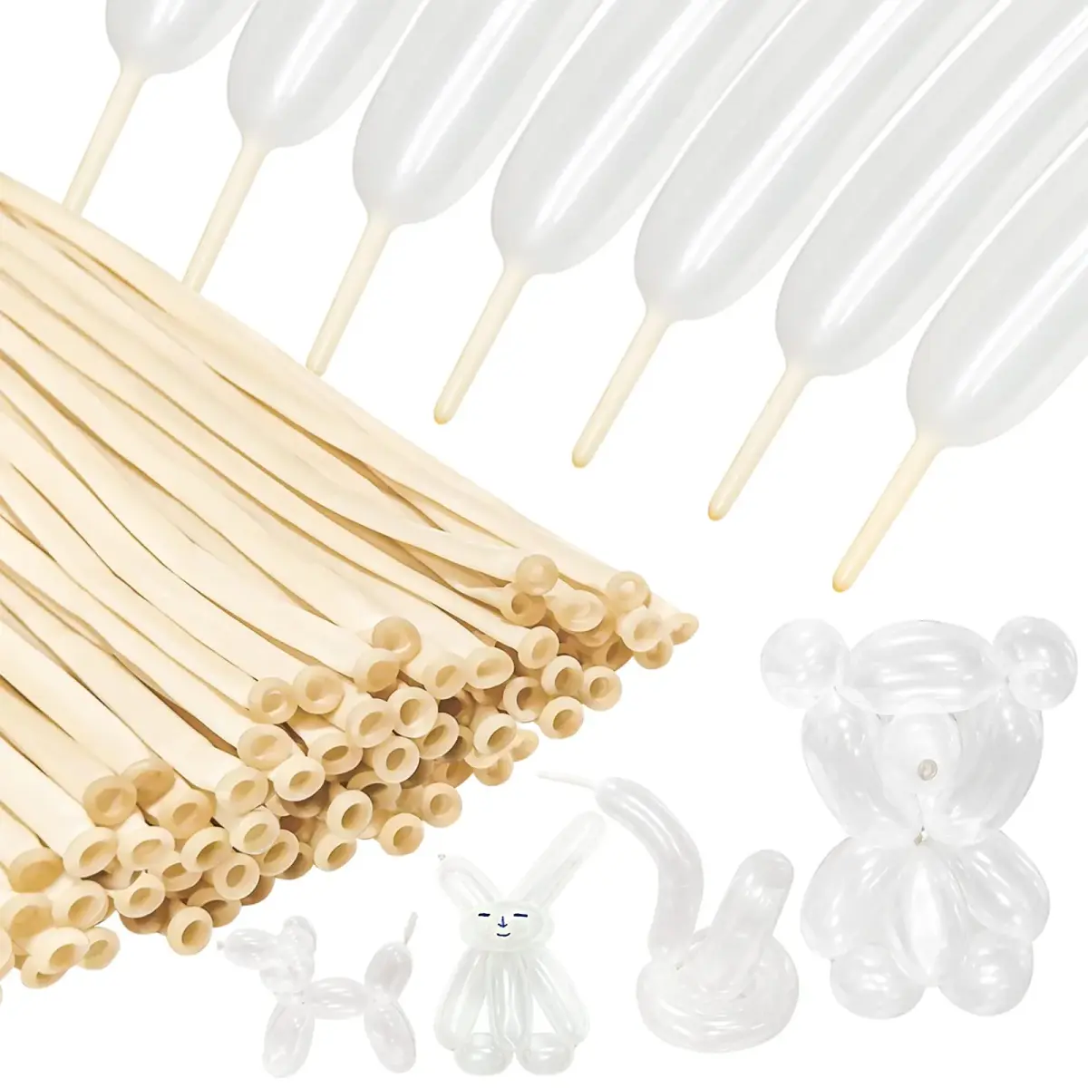 KUULBELA Clear 260 Long Latex Balloons | 100 Count, Assorted Colors - main product image