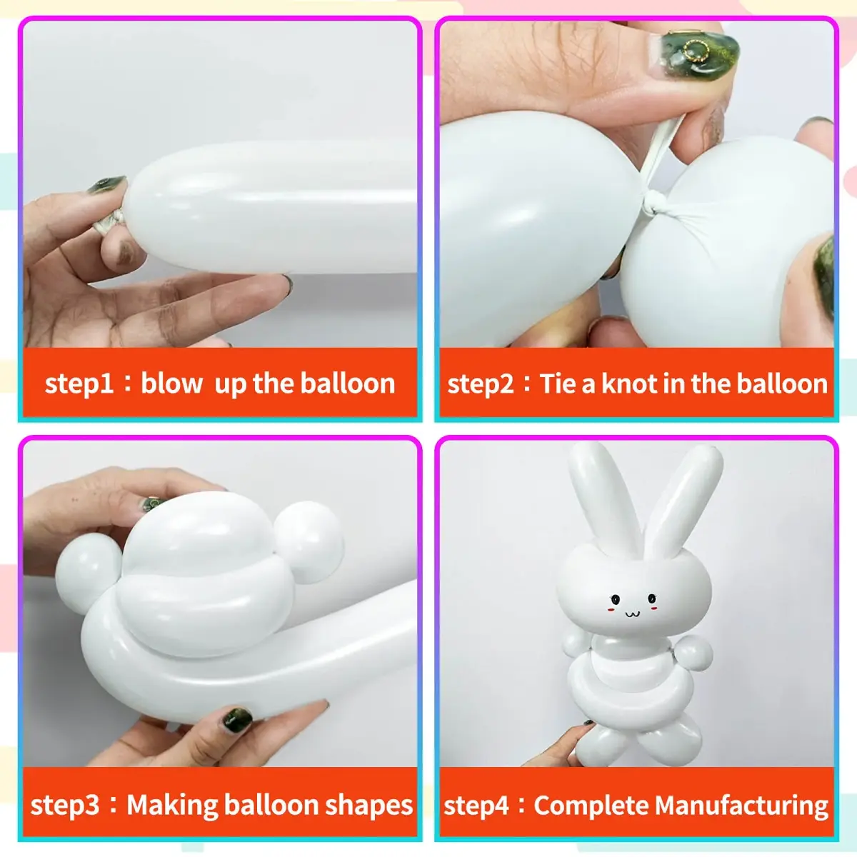 KUULBELA Clear 260 Long Latex Balloons | 100 Count, Assorted Colors - view 4