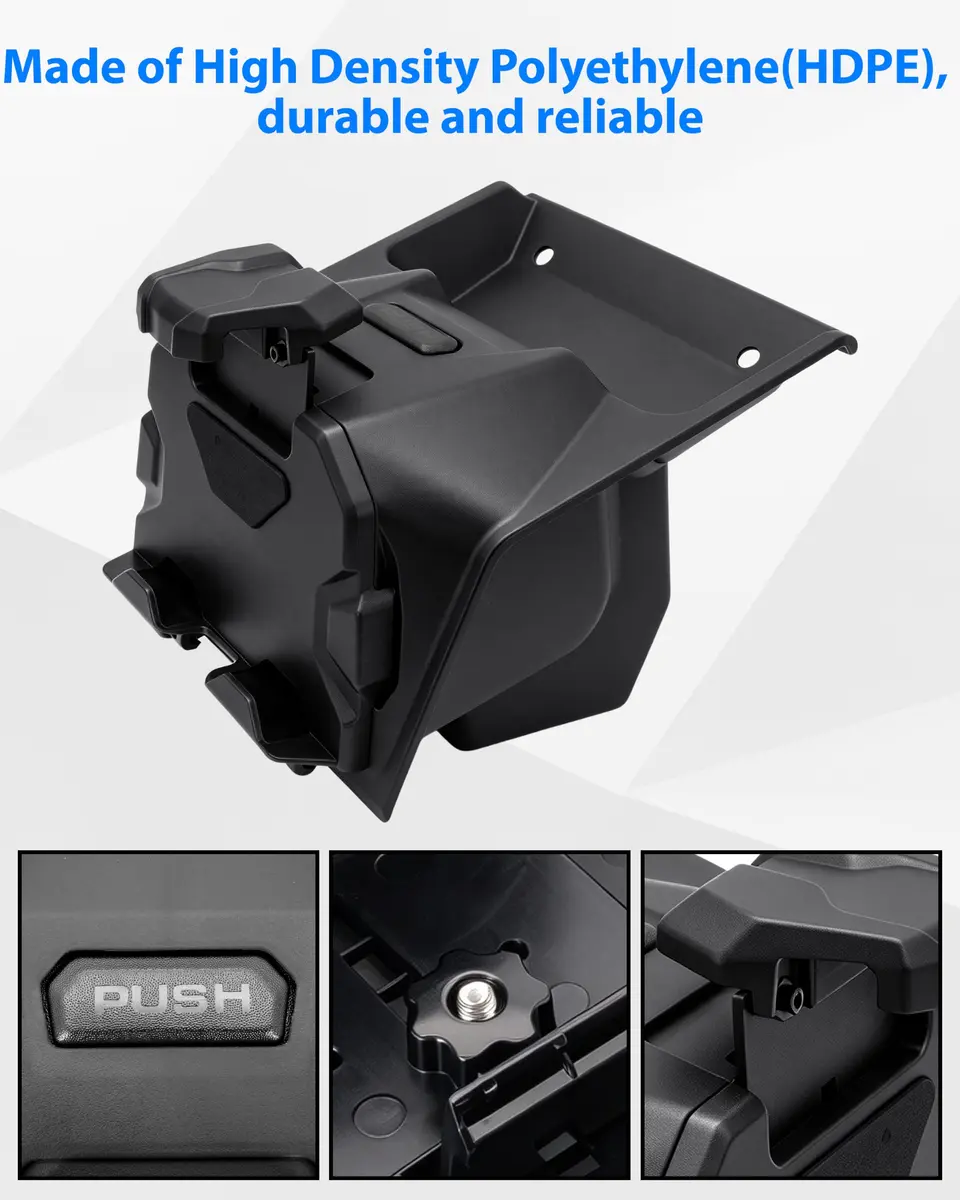 SAUTVS Tablet Mount for Polaris Ranger XP 1000/Crew 2018-2026 with Storage Box | Adjustable Dashboard Mount - view 2