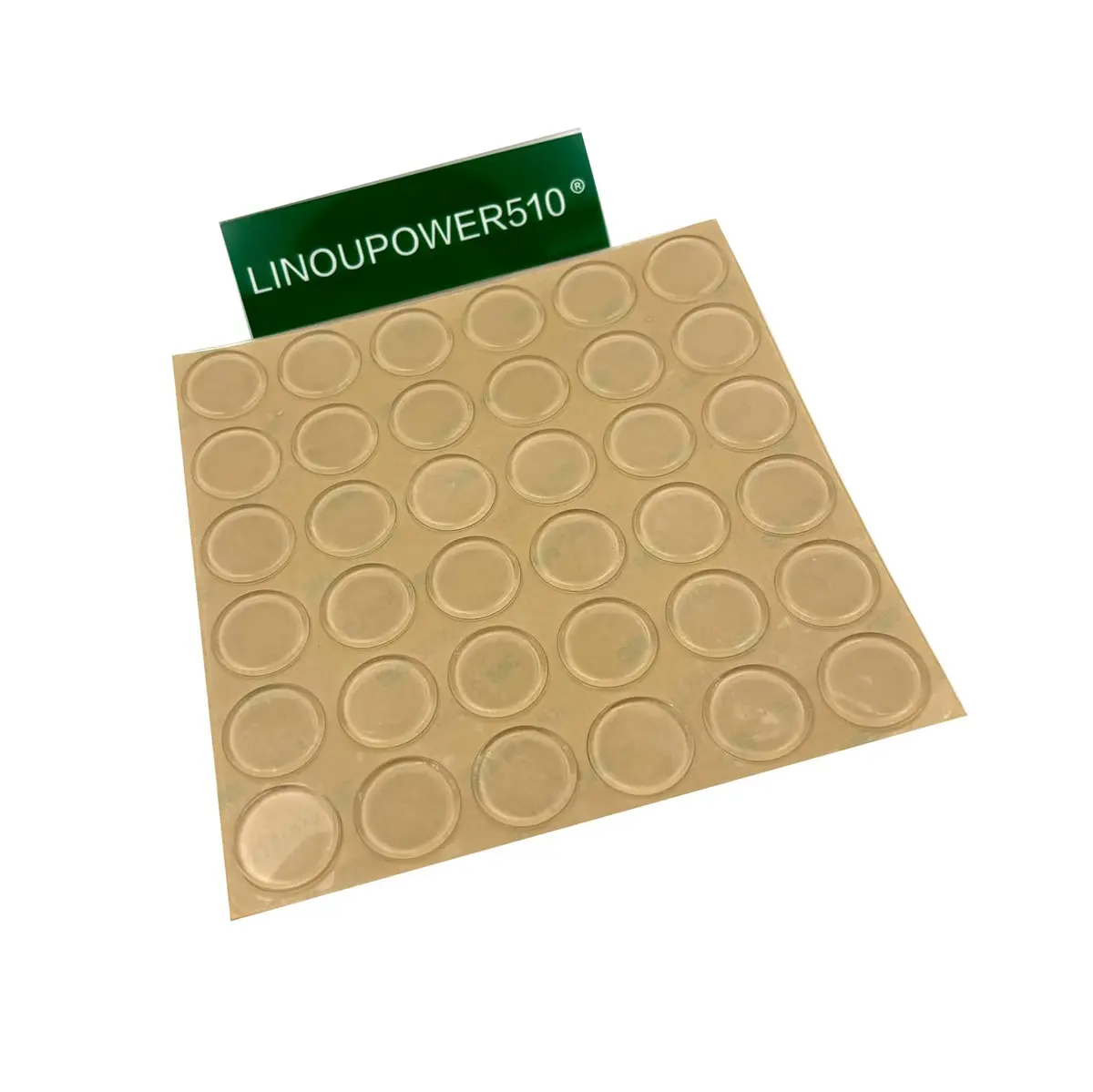 LINOUPOWER510 Clear Furniture Floor Protector Pads | 15mm x 2mm Round Adhesive Bumpers (36 Pieces) - main product image