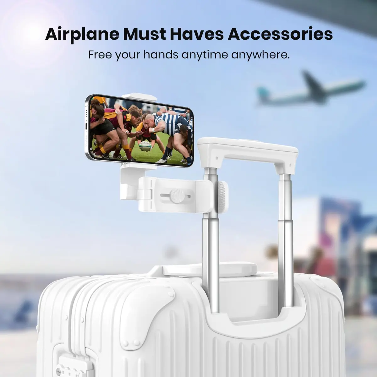 Klearlook Universal Flight Phone Holder, White, Foldable, 360 Rotation | Compatible with 4.7-6.9 Inch Phones - view 2