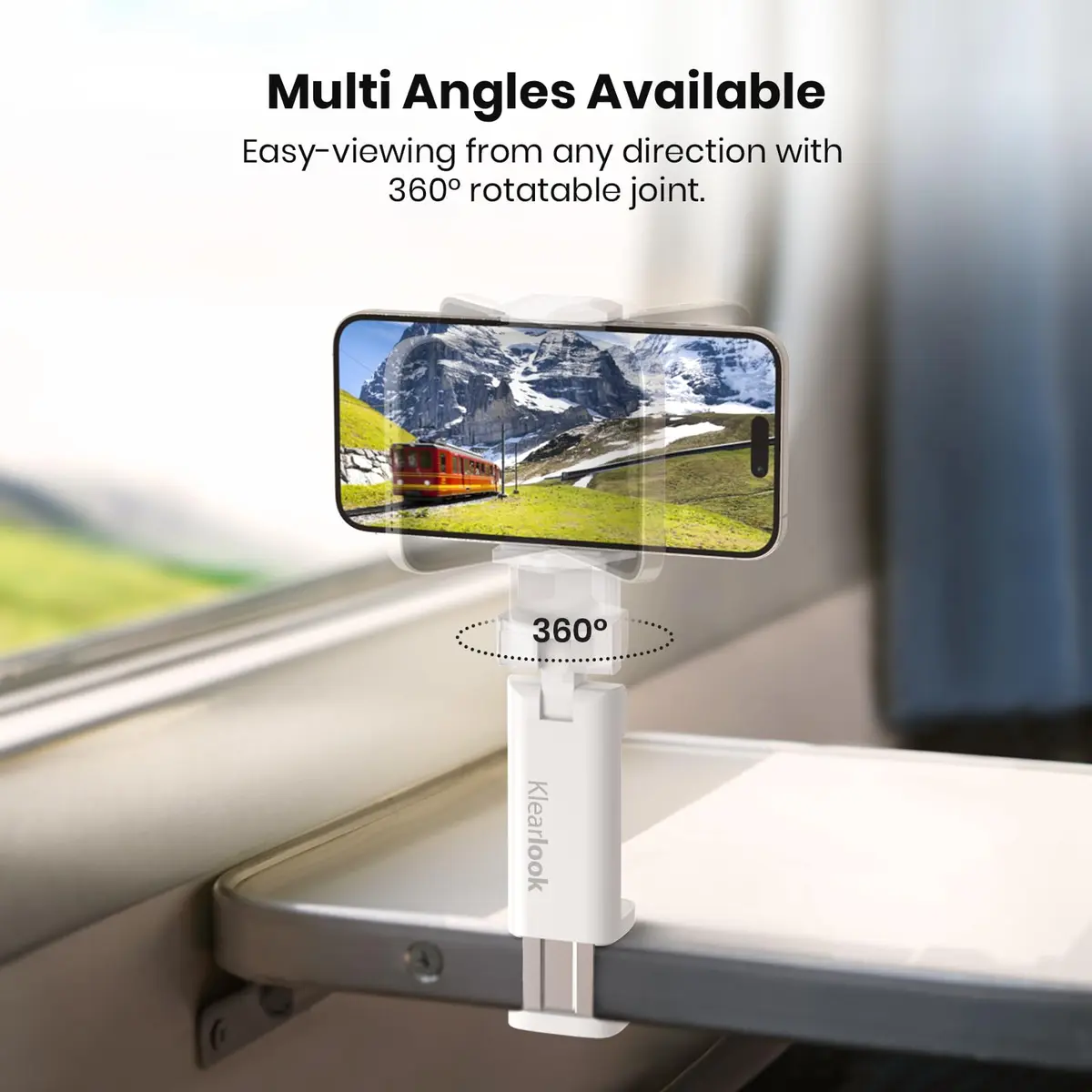 Klearlook Universal Flight Phone Holder, White, Foldable, 360 Rotation | Compatible with 4.7-6.9 Inch Phones - view 3