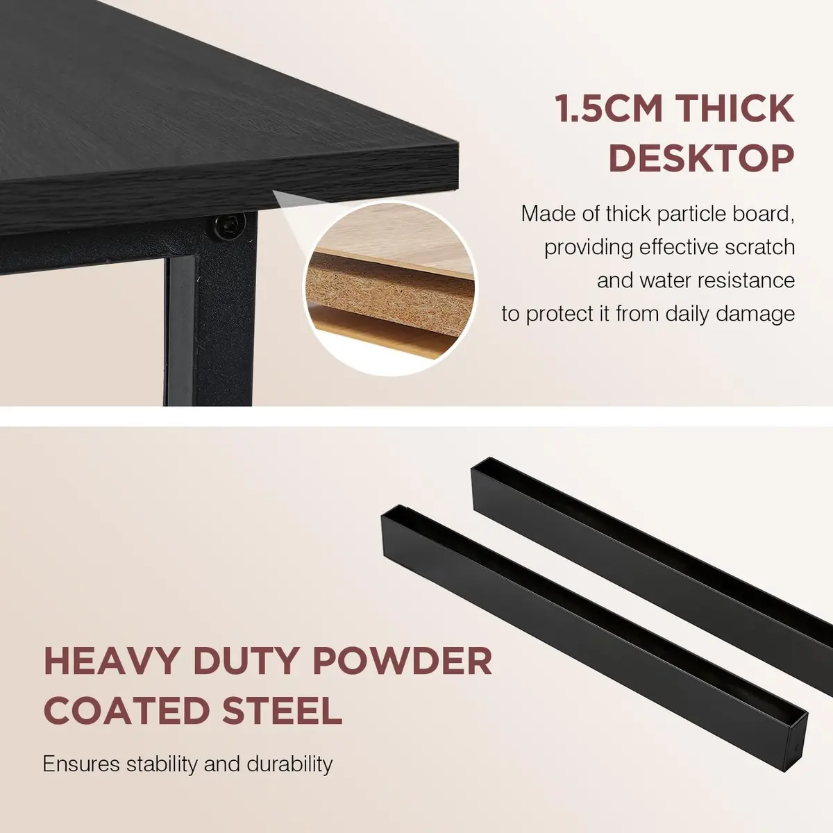 PayLessHere 39 Inch Computer Desk Black | Sturdy Office Desk with Metal Frame & Adjustable Feet - view 6