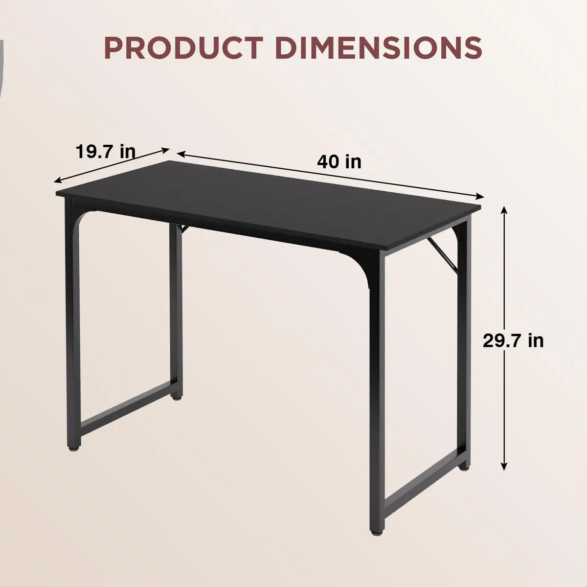 PayLessHere 39 Inch Computer Desk Black | Sturdy Office Desk with Metal Frame & Adjustable Feet - view 7