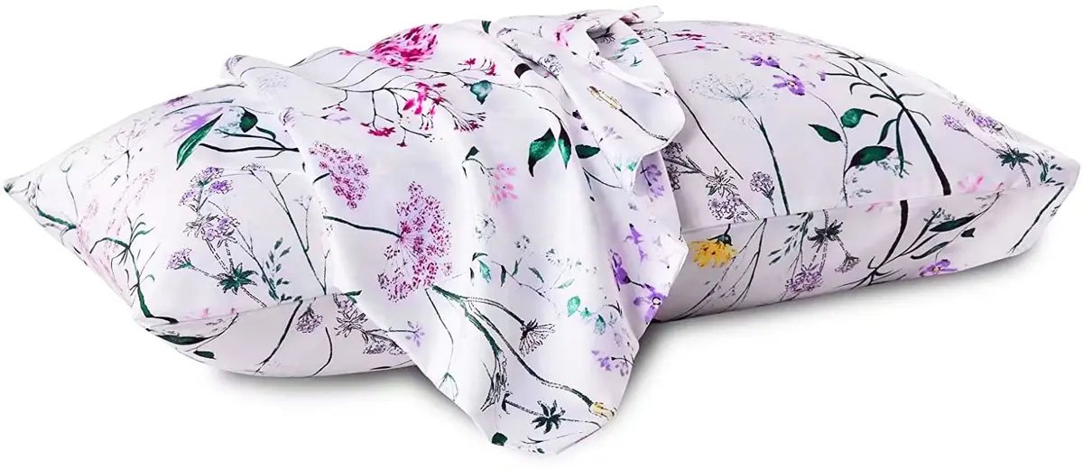 NASUMR White Satin Pillowcase for Hair and Skin | Queen Size, 2 Pack, Envelope Closure, Floral Pattern - view 2