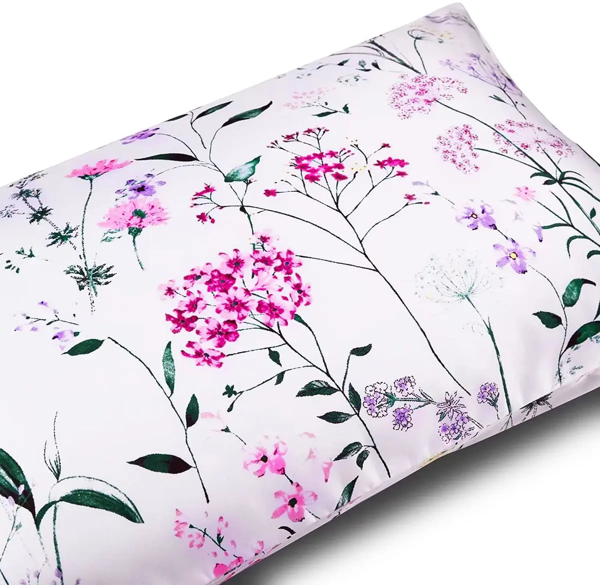 NASUMR White Satin Pillowcase for Hair and Skin | Queen Size, 2 Pack, Envelope Closure, Floral Pattern - view 4