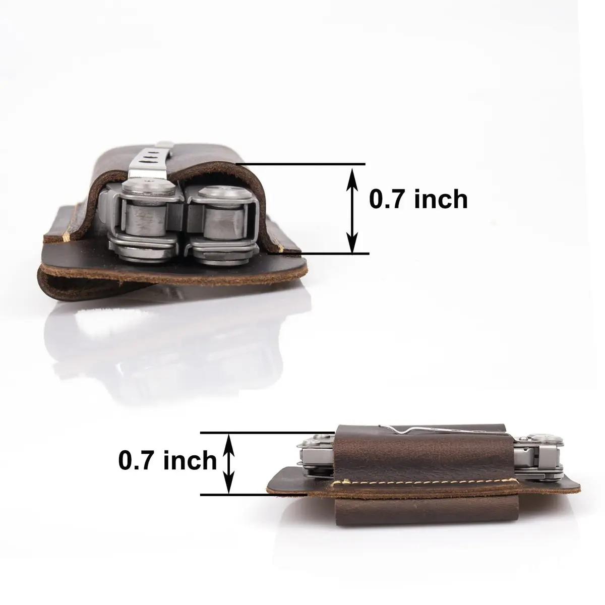 topstache Leather Sheath for Men | Handmade Multitool Holster, Horizontal Carry, Size M, Black - view 5