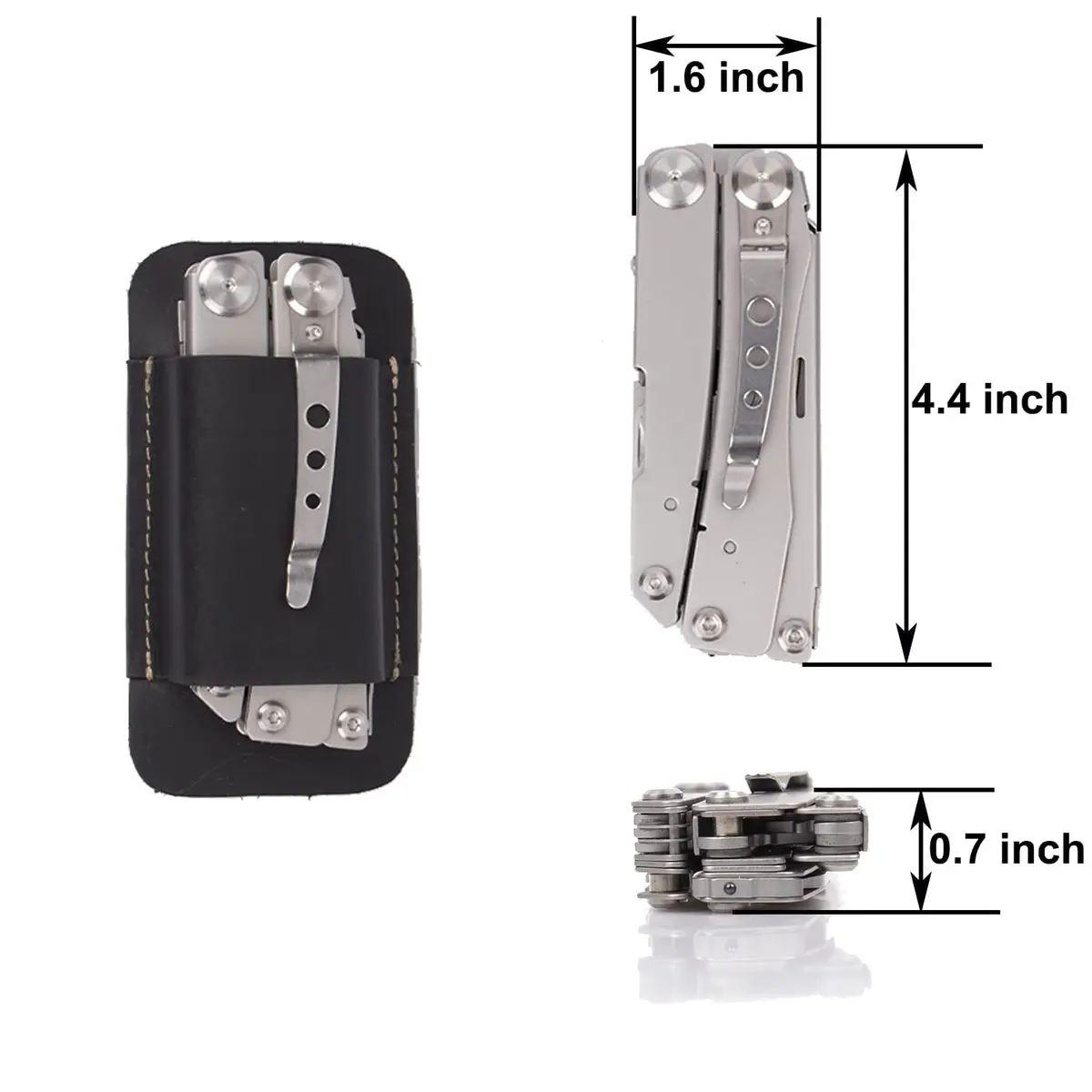 topstache Leather Sheath for Men | Handmade Multitool Holster, Horizontal Carry, Size M, Black - view 6