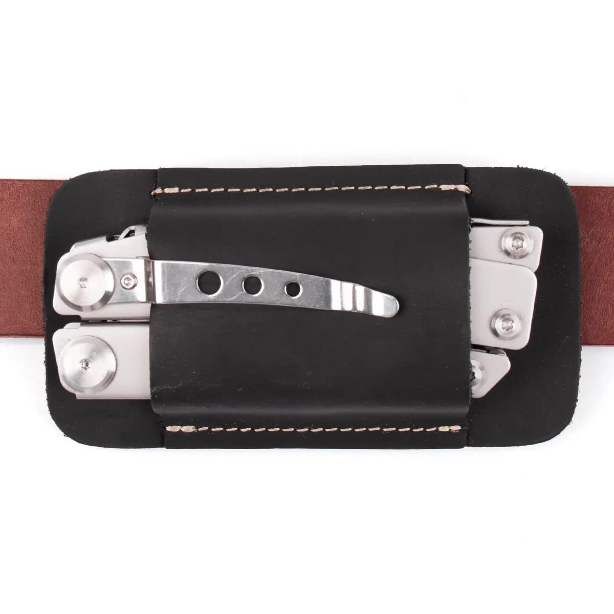 topstache Leather Sheath for Men | Handmade Multitool Holster, Horizontal Carry, Size M, Black - main product image