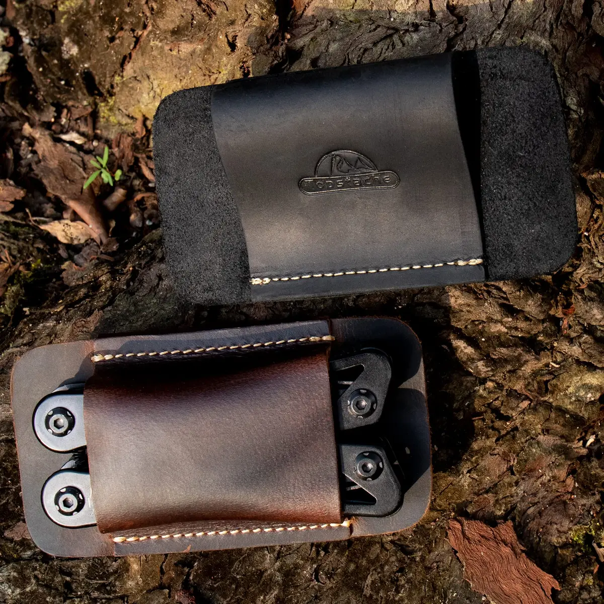topstache Leather Sheath for Men | Handmade Multitool Holster, Horizontal Carry, Size M, Black - view 2