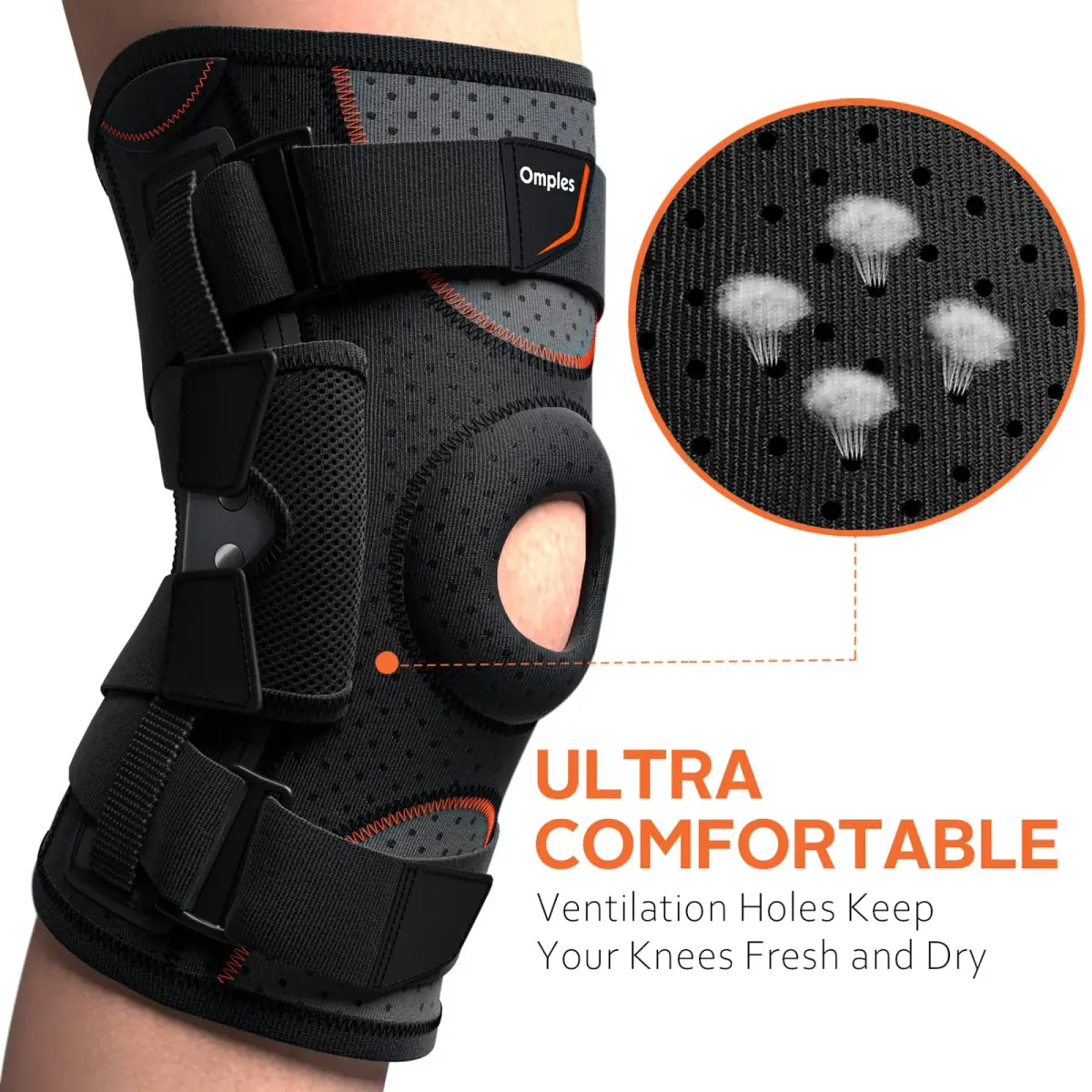 Omples Hinged Knee Brace Black Large | FDA Approved Orthopedic Brace with Side Stabilizers - view 5