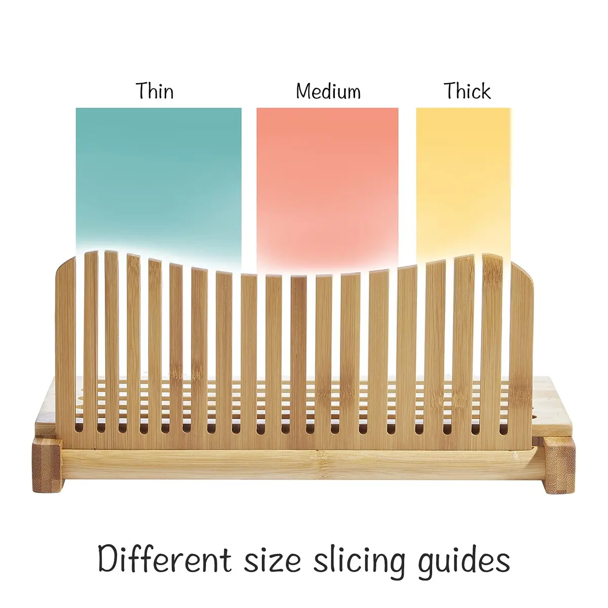 Vriccc Bamboo Bread Slicer with Serrated Knife | Adjustable Guide for 3 Thickness Sizes | Foldable Chopping Board with Crumb Tray (12.7"L x 7.1") - view 7