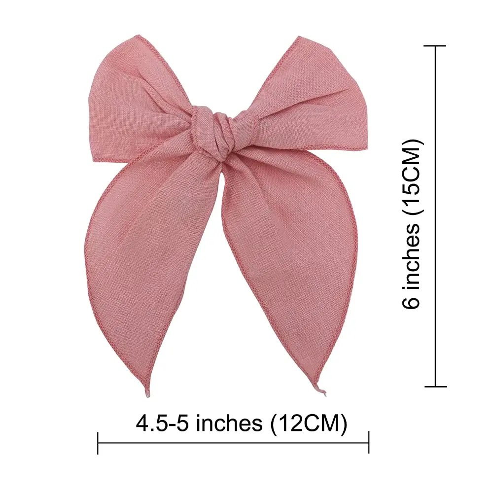 Sugarmelon Linen Fable Bow Hair Clips for Girls & Women | Handmade Organic Linen, 12 Colors, 4.5" Wide, All Ages - view 5
