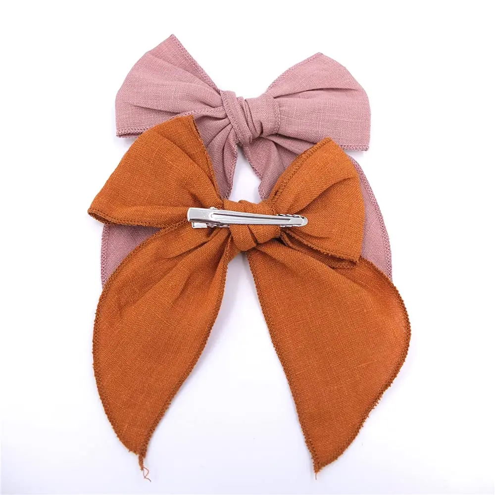 Sugarmelon Linen Fable Bow Hair Clips for Girls & Women | Handmade Organic Linen, 12 Colors, 4.5" Wide, All Ages - view 6