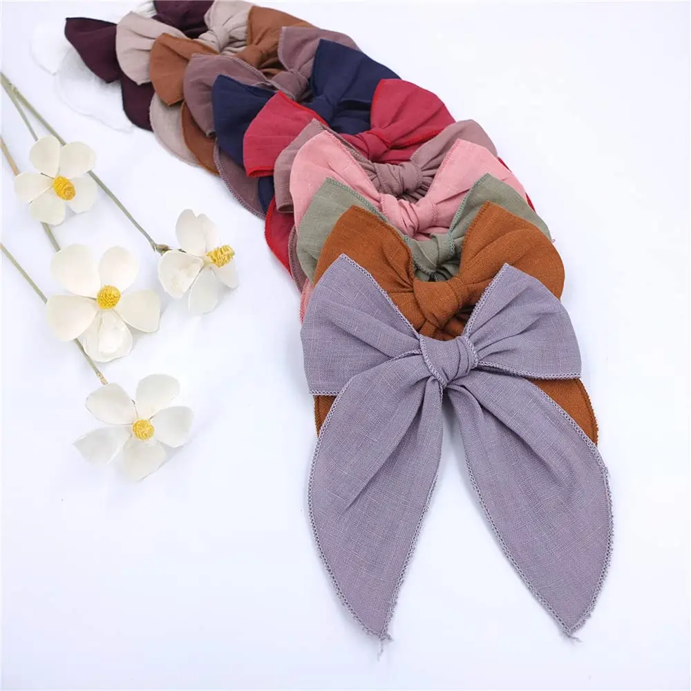 Sugarmelon Linen Fable Bow Hair Clips for Girls & Women | Handmade Organic Linen, 12 Colors, 4.5" Wide, All Ages - view 7