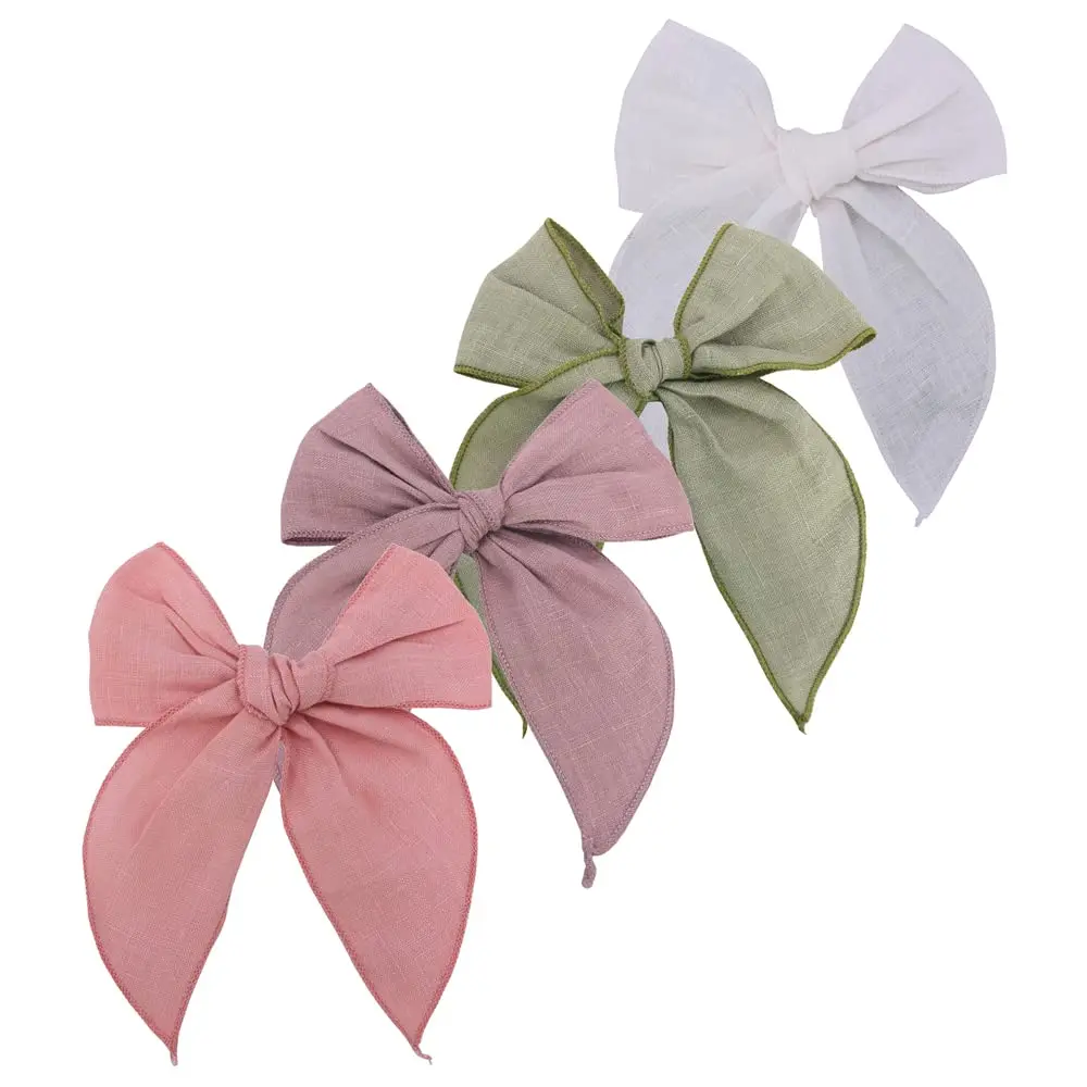 Sugarmelon Linen Fable Bow Hair Clips for Girls & Women | Handmade Organic Linen, 12 Colors, 4.5" Wide, All Ages - view 8