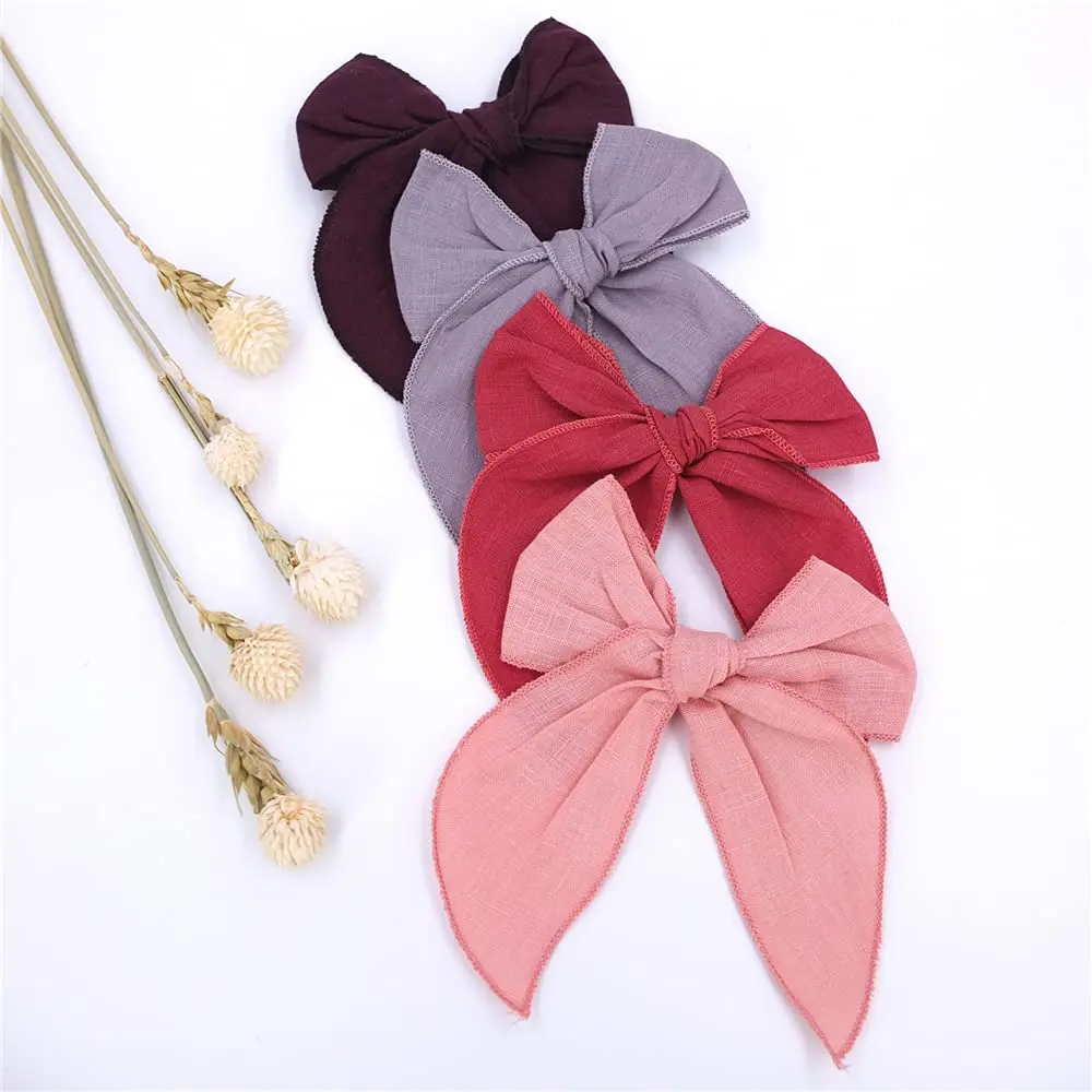 Sugarmelon Linen Fable Bow Hair Clips for Girls & Women | Handmade Organic Linen, 12 Colors, 4.5" Wide, All Ages - view 9